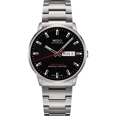 Mido Commander Chronometer Bracelet Watch, 40mm In Silver/black