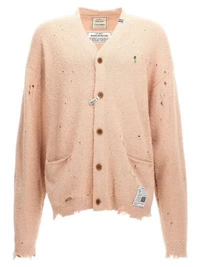 Miharayasuhiro Distressed Cardigan In Pink