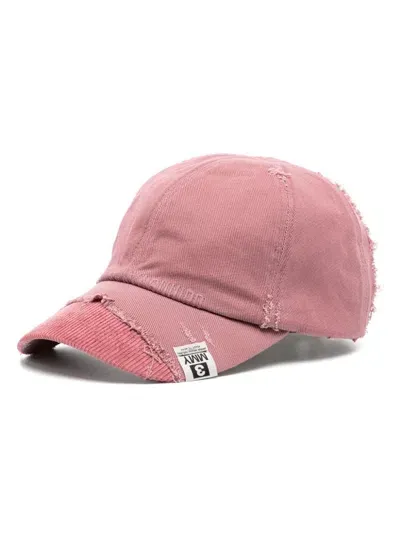 Miharayasuhiro Frayed Detailing Cap In Pink