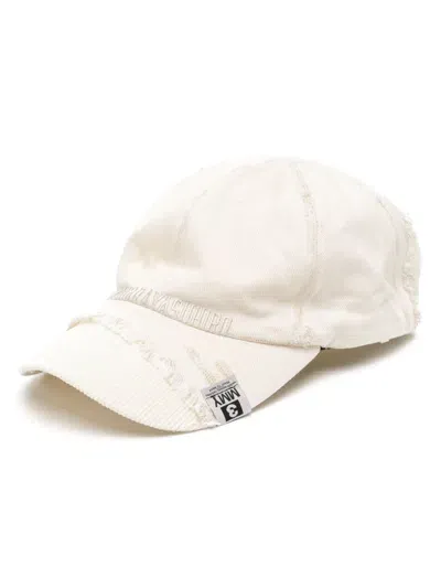 Miharayasuhiro Frayed Detailing Cap In White