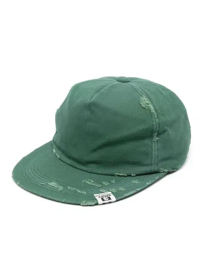 Miharayasuhiro Distressed Cotton Cap In Green