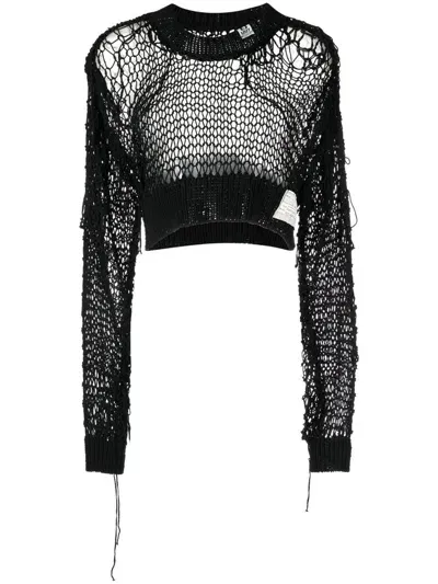 Miharayasuhiro Rope-knit Cropped Jumper In Black