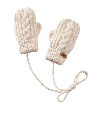 Miki House Kids' Cable-knit Mittens In Ivory