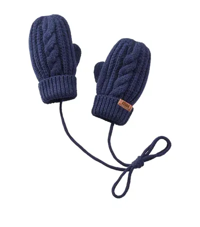 Miki House Kids' Cable-knit Mittens In Navy