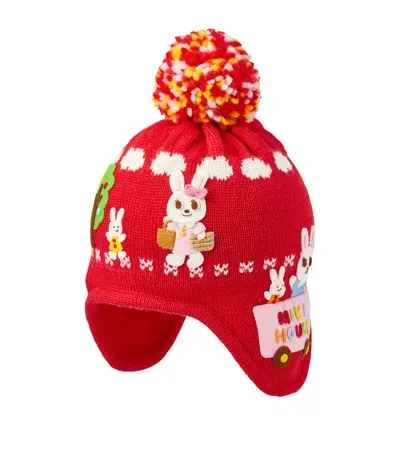 Miki House Kids' Wool-blend Usako Hat In Red