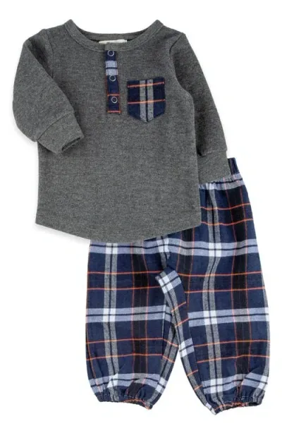 Miki Miette Babies'  Brady Cotton Henley Top & Pants Set In Yosemite