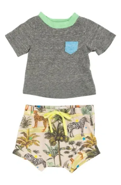 Miki Miette Babies'  Christopher T-shirt & Shorts Set In Safari