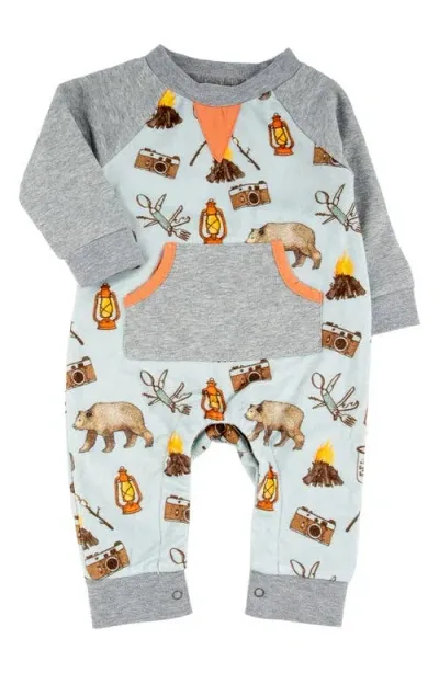 Miki Miette Babies'  Henry Camp Print French Terry Romper In Big Bear