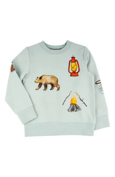 Miki Miette Kids' Corey Camping Print Crewneck Sweatshirt In Big Bear