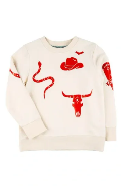 Miki Miette Kids' Corey Western Print Crewneck Sweatshirt In Wild Horses