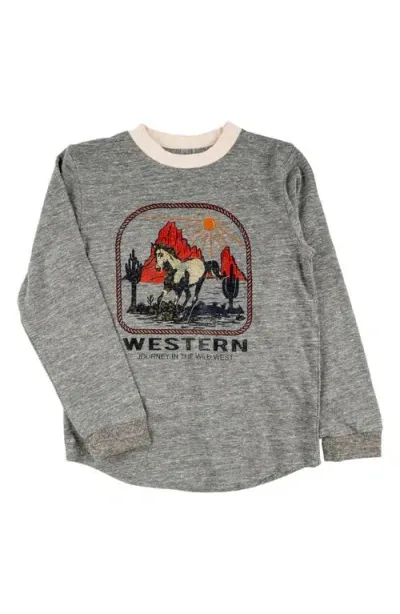 Miki Miette Kids' Harvey Wild West Long Sleeve Graphic T-shirt In Wild Horses