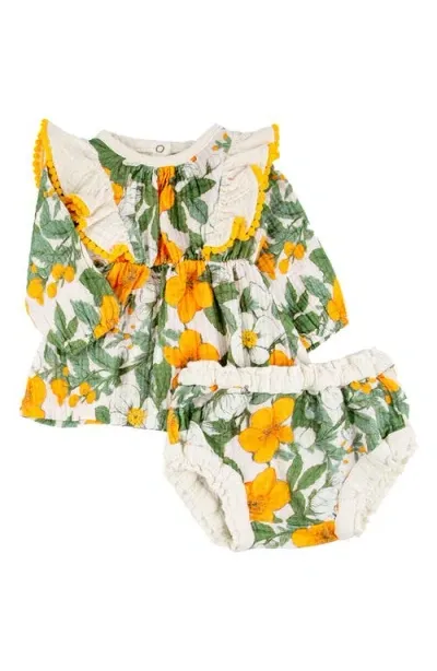 Miki Miette Babies'  Mia Floral Ruffle Tank & Bloomers Set In Winter Bloom