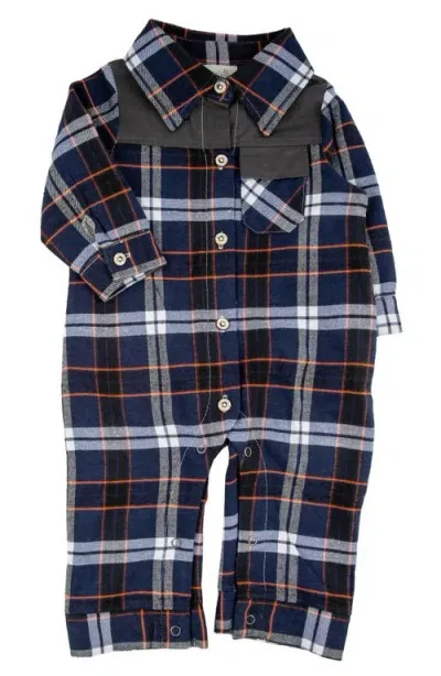 Miki Miette Babies'  Teddy Plaid Cotton Romper In Yosemite