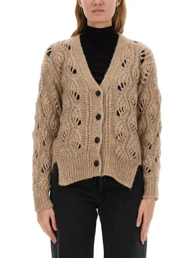 Mila Schön Alpaca Cardigan In Beige