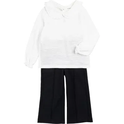 Miles The Label Kids' Cotton Jersey Top & Wide Leg Pants Set In Black