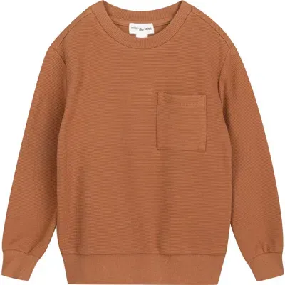 Miles The Label Kids' Organic Cotton Ottoman Sweatshirt In Brown Leather