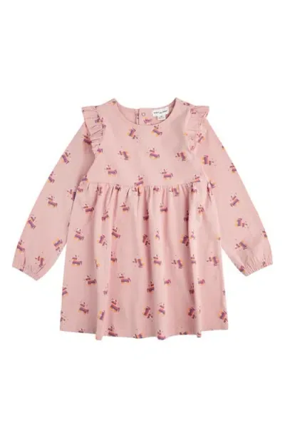 Miles The Label Kids' Piñata Print Long Sleeve French Terry Dress In Pink