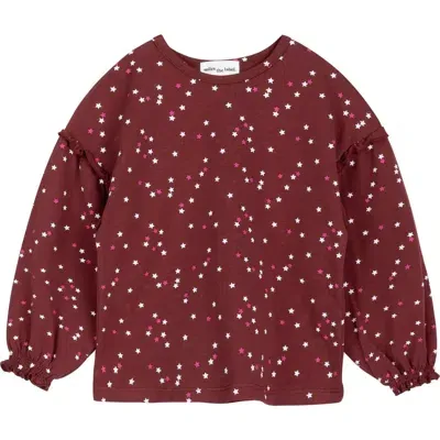 Miles The Label Kids' Star Print Cotton Top In Red Burgundy