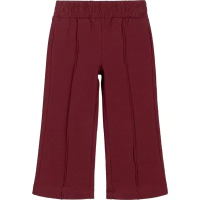 Miles The Label Kids' Wide Leg Cotton Pants In Red Burgundy