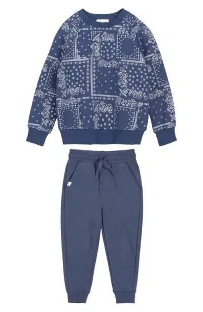 Miles The Label Boys' Paisley Print Top & Pants Set - Baby In Blue Dusty