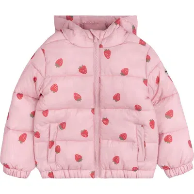 Miles The Label Babies'  Print Water Resistant Hooded Quilted Jacket In Pink