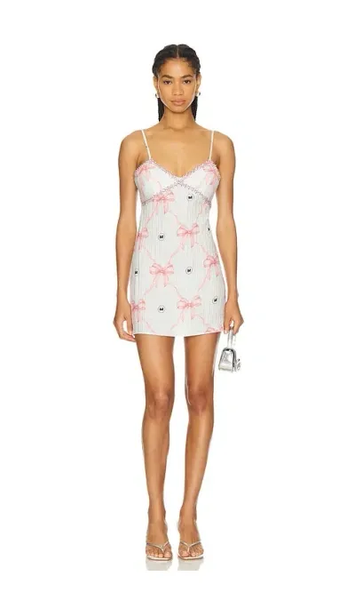 Milkwhite Mini Dress In Pink Bows