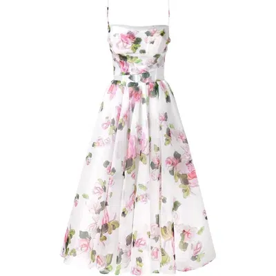 Milla Blue Hydrangea Spaghetti Strap Midi Dress In Apple Blossom