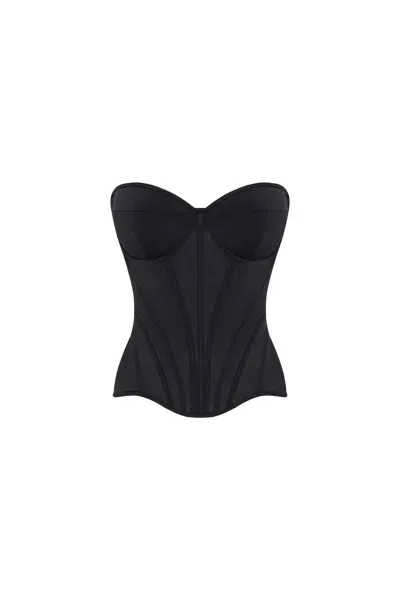 Milla Smart Heart-shaped Low-waist Black Fitted Corset