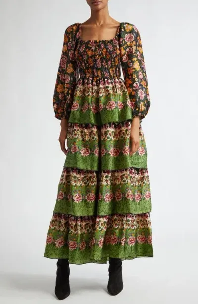 Mille Antonia Print Long Sleeve Maxi Dress In Secret Garden