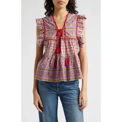 Mille Chelsea Ruffle Cotton Blend Top In Heirloom