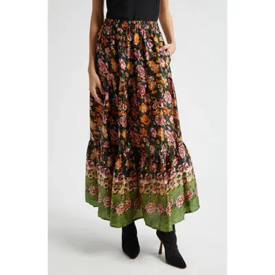 Mille Paola Floral Print Tie Waist Maxi Skirt In Secret Garden