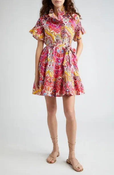 Mille Violetta Ruffle Tie Waist Dress In Zanzibar