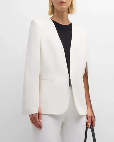 Milly Astrid Deep V-neck Cape Blazer In White