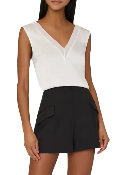 Milly Avianna Sleeveless Satin Top In White