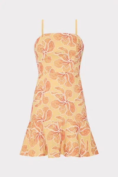 Milly Ciara Floral Embroidered Linen Mini Dress In Mango