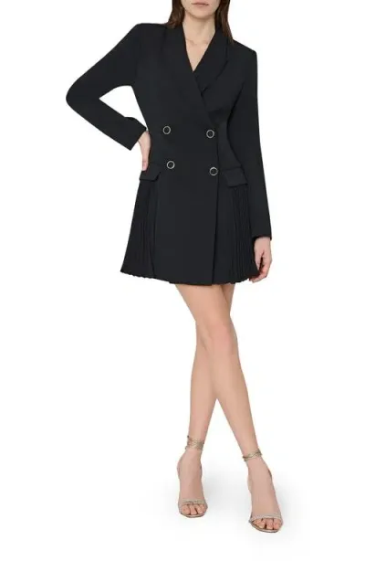 Milly Noora Long Sleeve Pleated Blazer Dress In Black