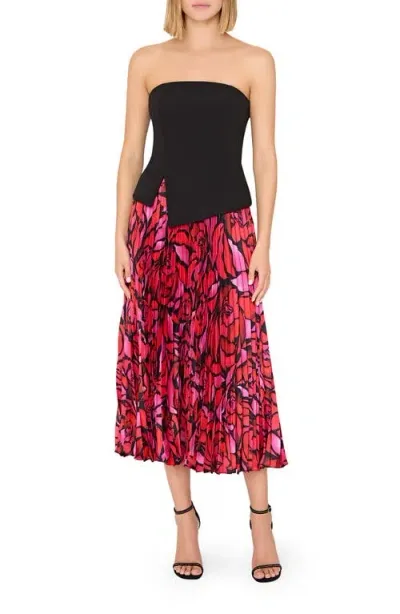 Milly Otha Print Pleated Skirt In Dream Rose Pink