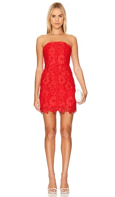 Milly Roja Lace Mini Dress In 红色