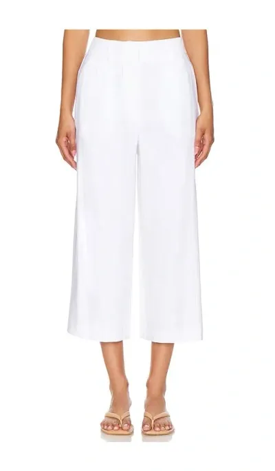 Milly Solid Linen Pant In White