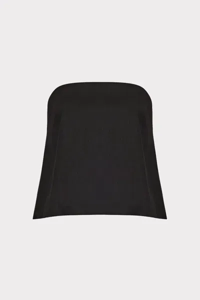 Milly Solid Linen Strapless Sleeveless Top In Black