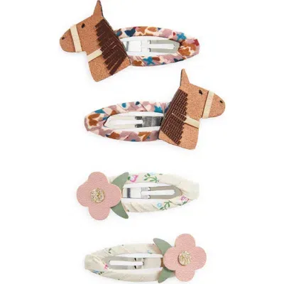 Mimi & Lula Kids' Assorted 4-pack Horse & Flower Mini Hair Clips In White