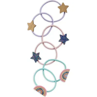 Mimi & Lula Kids' Assorted 6-pack Over The Rainbow Ponytail Holders In White