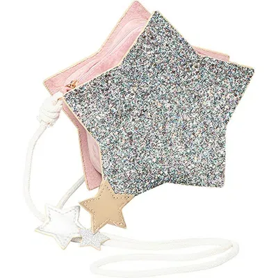 Mimi & Lula Kids' Sparkly Glitter Star Crossbody Bag In White