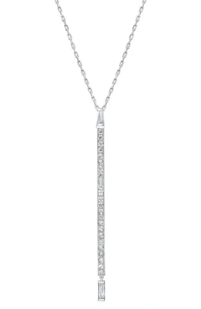 Mindi Mond Baguette Diamond Deco Bar Pendant Necklace In Platinum