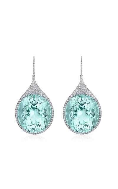 Mindi Mond Exclusive Paraiba 18k White Gold; Diamond And Tourmaline Earrings In Blue