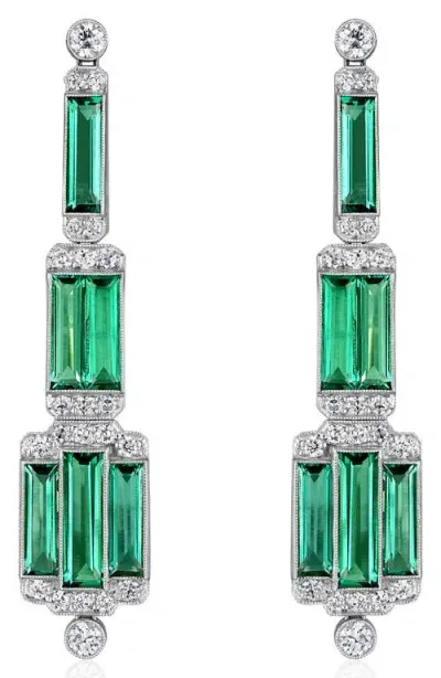 Mindi Mond Icon Towering Step Emerald & Diamond Chandelier Earrings In Green