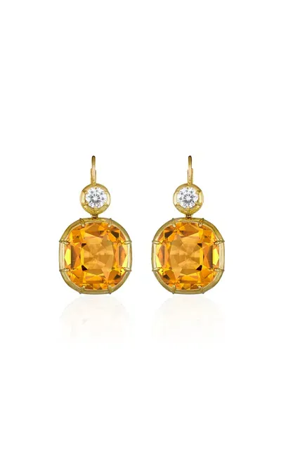 Mindi Mond Imperial 18k Yellow Gold; Citrine; And Diamond Drop Earrings In Orange