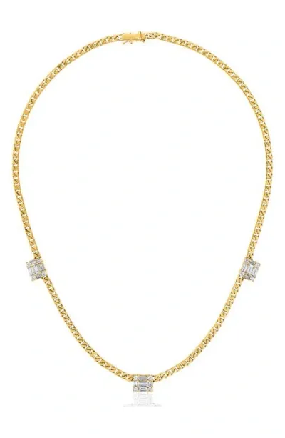 Mindi Mond Triple Clarity Link Necklace In 18k Yellow Gold