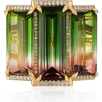 Mindi Mond Watermelon Tourmaline Cocktail Ring In Multi