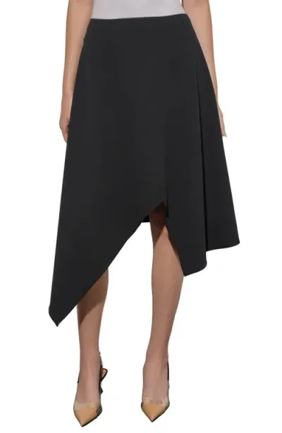 Ming Wang Deco Crepe Asymmetric Skirt In Black